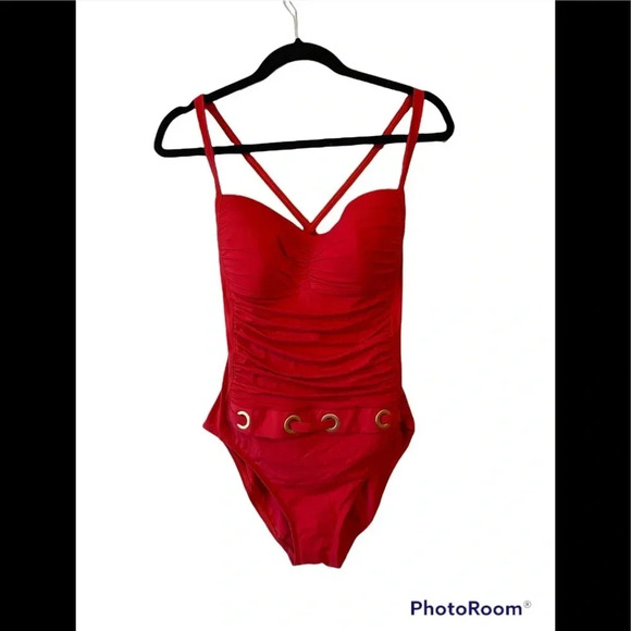 NWOT Bleu Rod Beattie Gold Rush One Piece Swimsuit Sz 12 - Picture 2 of 8